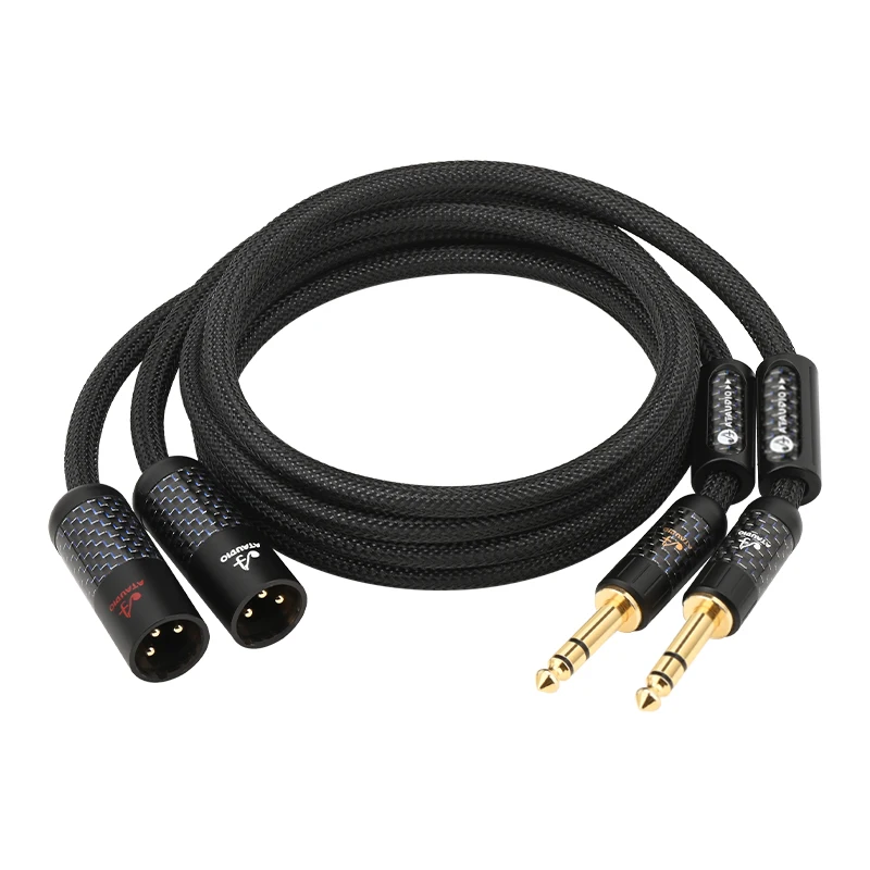ATAUDIO HiFi-Kupfer-Audiokabel Dual TRS 6,35 mm auf 3-poliges 2XLR symmetrisches Kabel für Verstärker-Mischplatinenkonsole 3