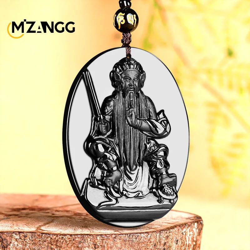 Natural A-goods Jadeite Zhen Wu Da Di Pendant Hand-carved Exquisite Ice Jade Xuan Tian God Necklace Men and Women Holiday Gift