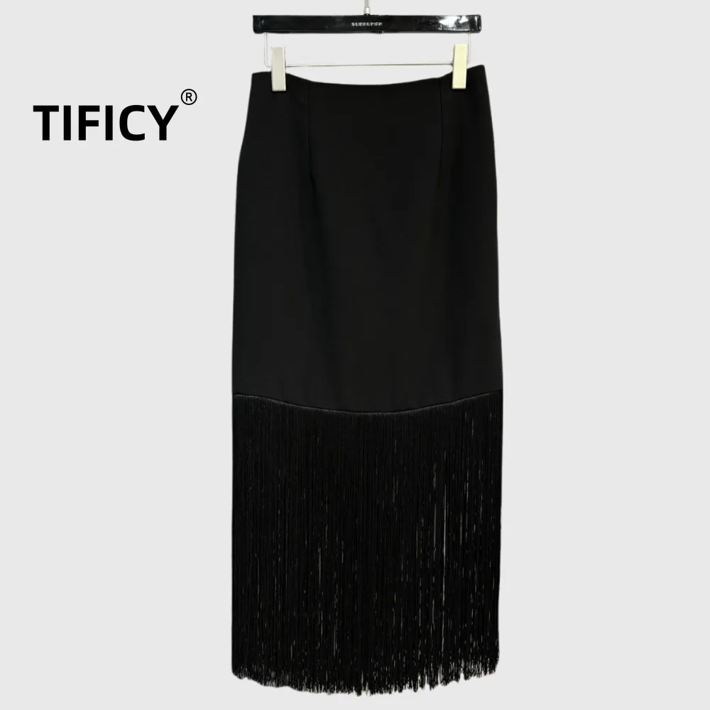 

High Street Rick Ro Women's Spring and Summer New Style with A Slimming and High-end Temperament, Tassel Wrapped Hip Skirts