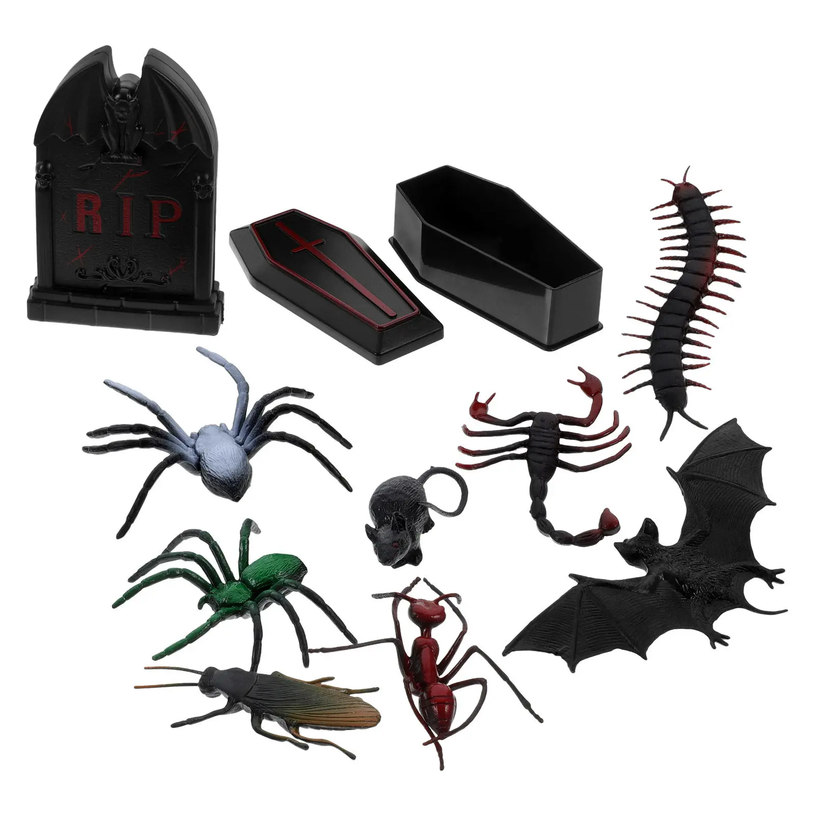 

1Set Halloween Miniature Decor Set Tombstone Coffin Haunted House Mini Props Spooky Dollhouse Scene Halloween Village Ornament