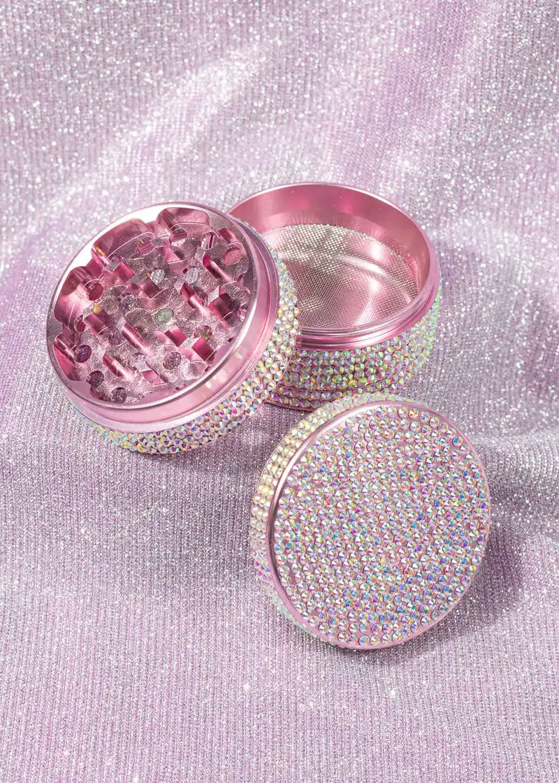 4 Layers Diamond Style Pink Grinder Spice Metal Crusher Accessories Machine