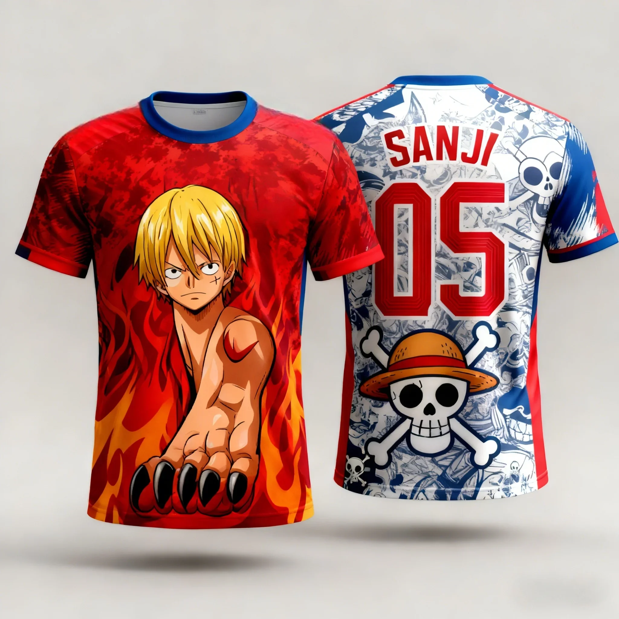 Herren One Piece Anime T-Shirt Franky General Franky Aufdruck Jungen Kleidung Mädchen Kurzarm Herren Trikot Lässig Leichtgewichtig
