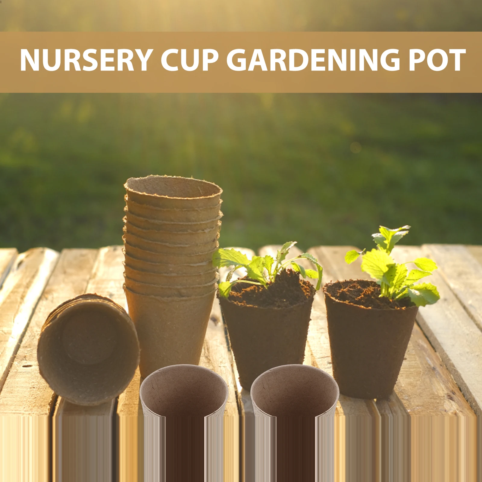 

12 Pcs Nursery Cup Plant Propagation Containers Biodegradable Pulp Planter Seedling Pots Vintage Garden Decor Farmhouse Style