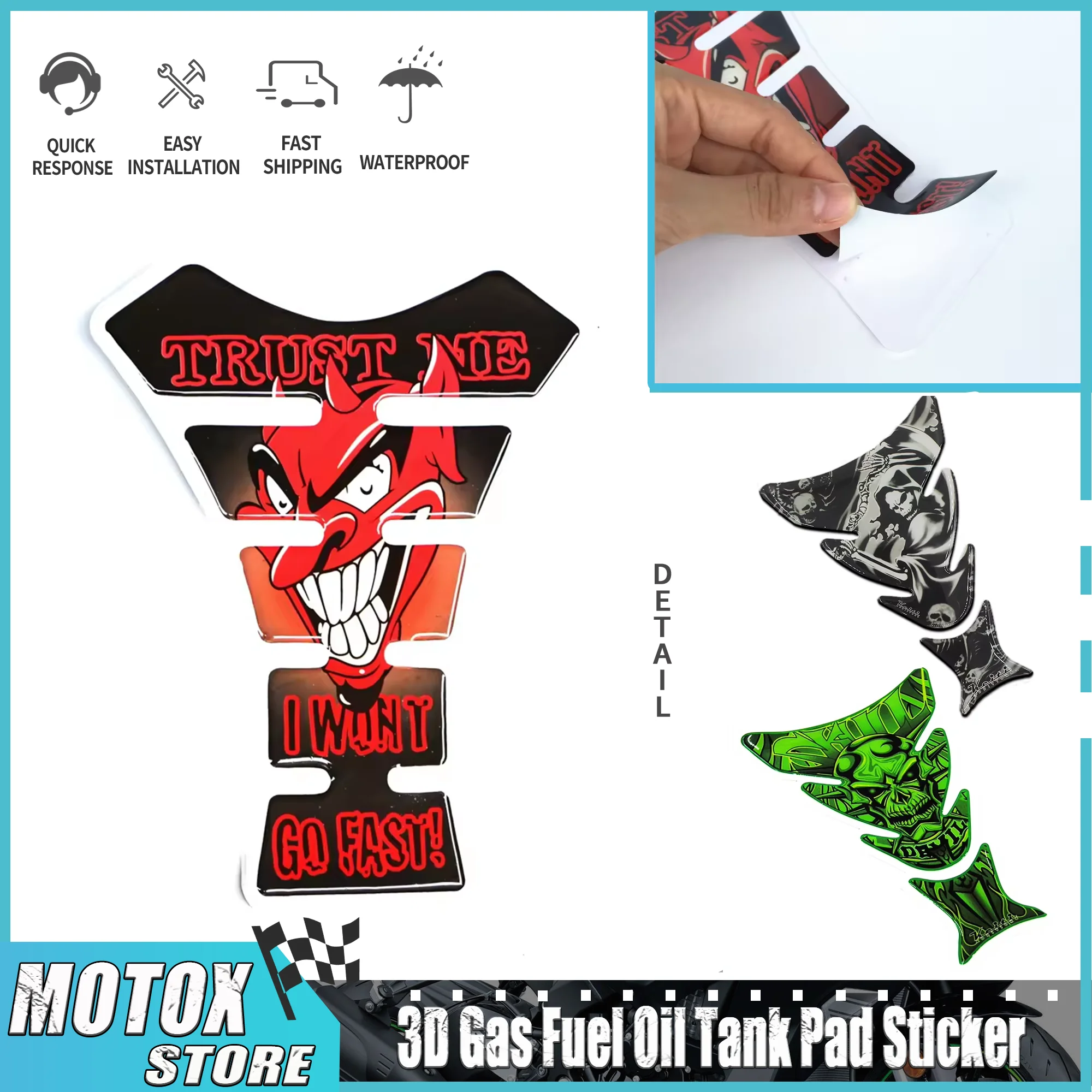 

Мотоцикл подходит для MT03 MT07 MT09 Tracer FZ6 FZ8 Защитная наклейка с черепом демона TMAX530/560/500 3D наклейка на бак для газа и мазута