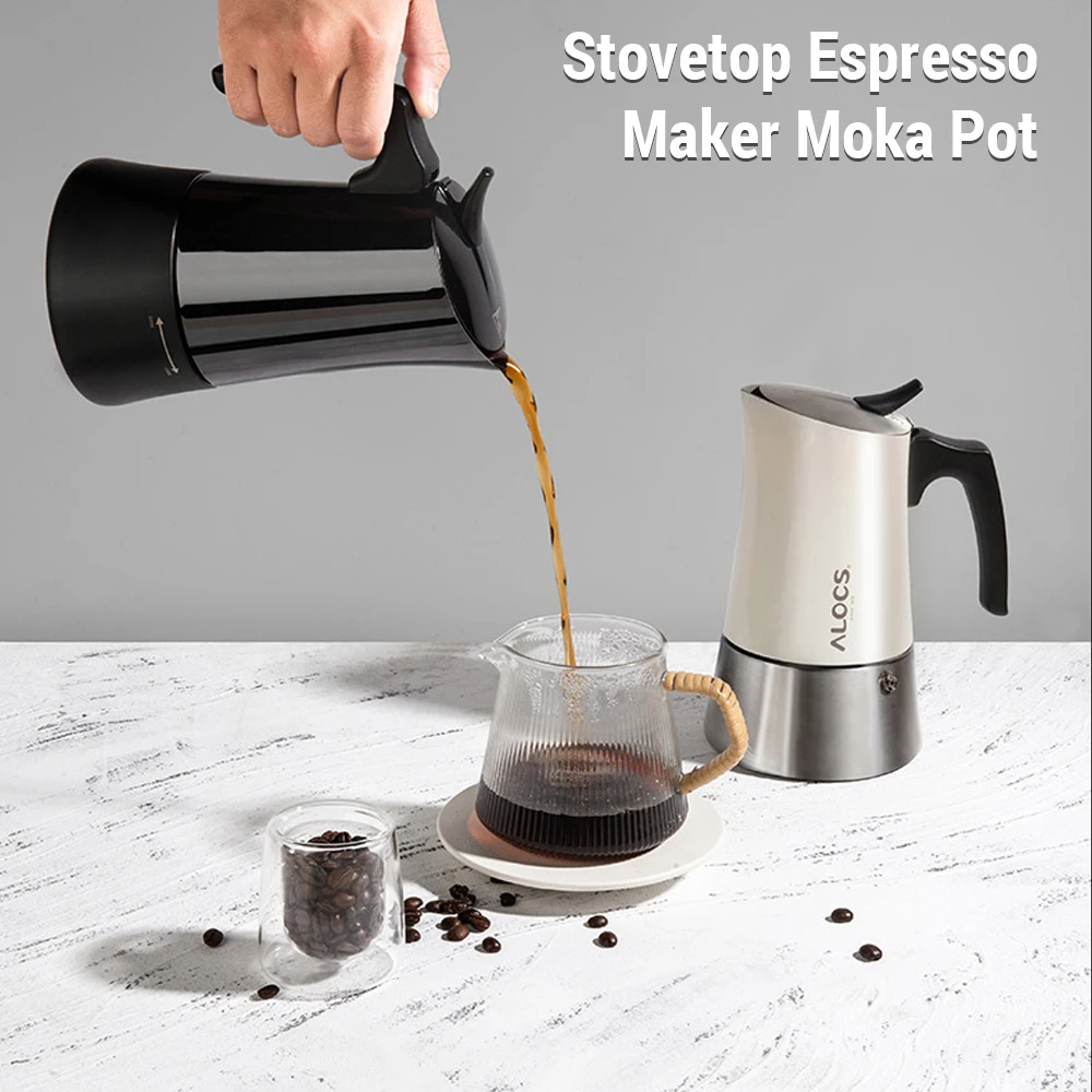 450ml Outdoor Camping Stovetop Espresso Maker Moka Pot Portable Stainless Steel Italian Coffee Maker Concentrating Extractor