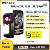 Ulefone Armor 29 Ultra 5G AI Rugged Phone Dimensity 9300+ Smartphone 21200mAh 120W Android 15 1TB ROM Dual Screen 64MP Night Cam