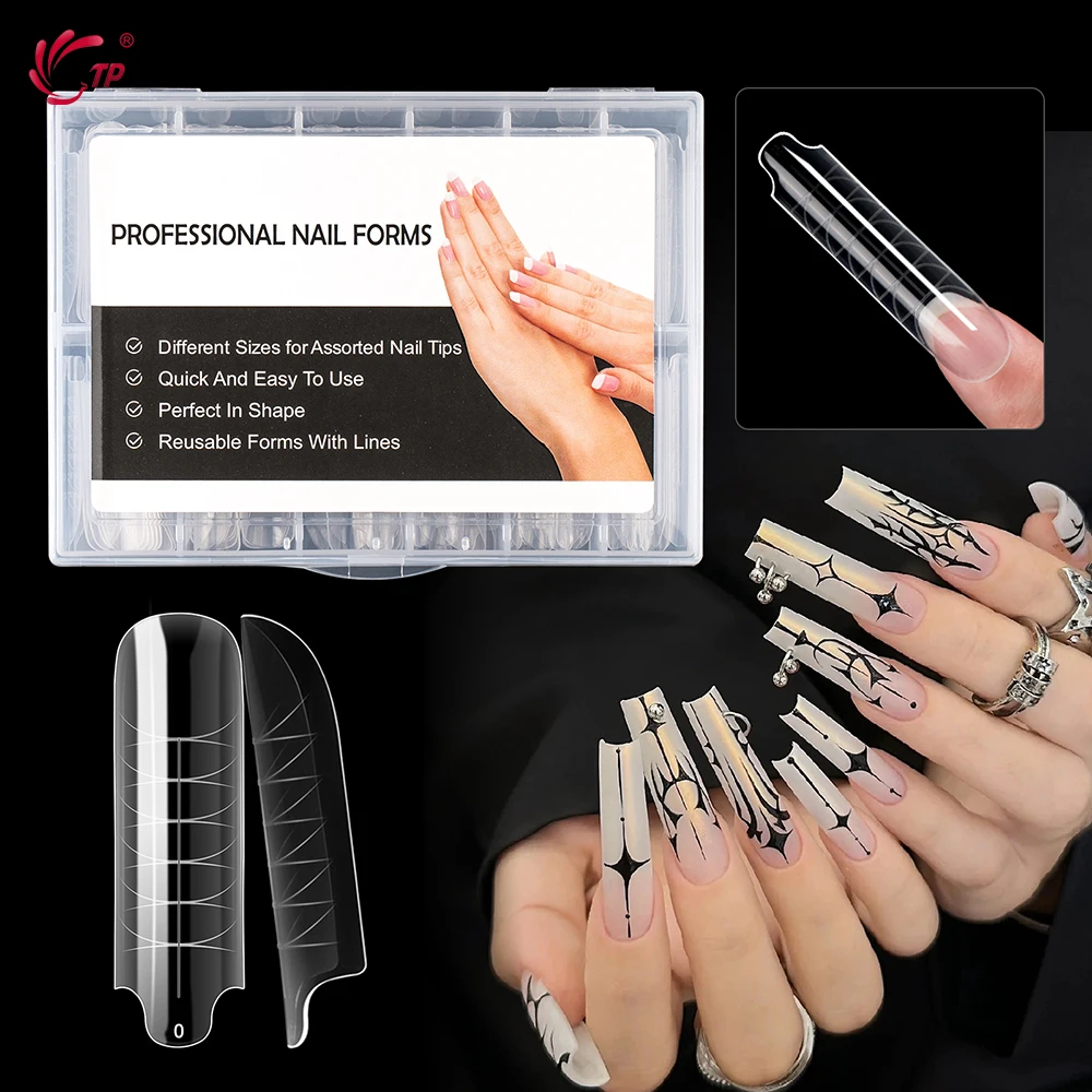 TP 120Pcs Dual Form Nails Full Cover Quick Building Gel Molds Acrylic  False Nail Tips Top Forms Extension Upper Mold Nail Tools