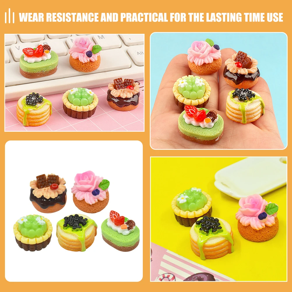 

12Pcs Miniature Cake Realistic Pretend Play Food Mini House Decorations Mini Kitchen Scene Decor Resin Fake Dessert Ornament