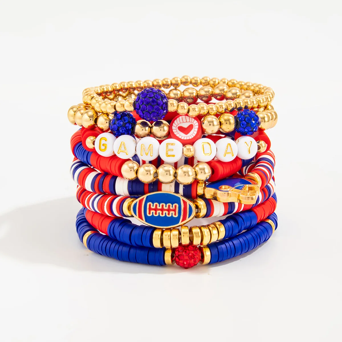 KMVEXO لعبة يوم بوليمر كلاي مطرز كرة الرجبي سوار مجموعات للنساء الرجال رسالة سوار رياضي الإسورة معصمه مجوهرات الحفلات