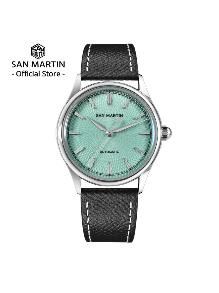 

San Martin 37mm Men Dress Watch 3D Textured Dial ST1812 Casual Fashion Automatic Mechanical Sapphire Clear Caseback SN0110