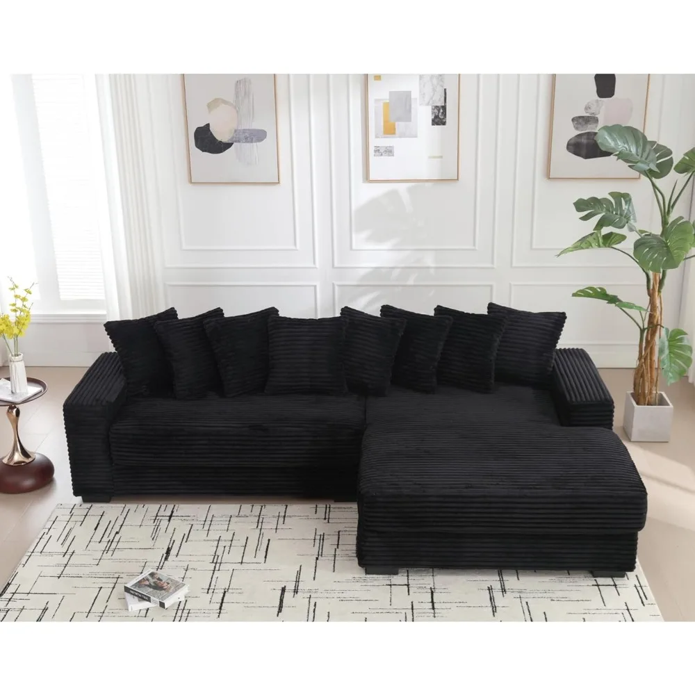 

Right Facing Oversized Modular Sectional Sofa Two-Piece Cloud Couch with Extra Wide Chaise Lounge, Corduroy Upholstered L Shape