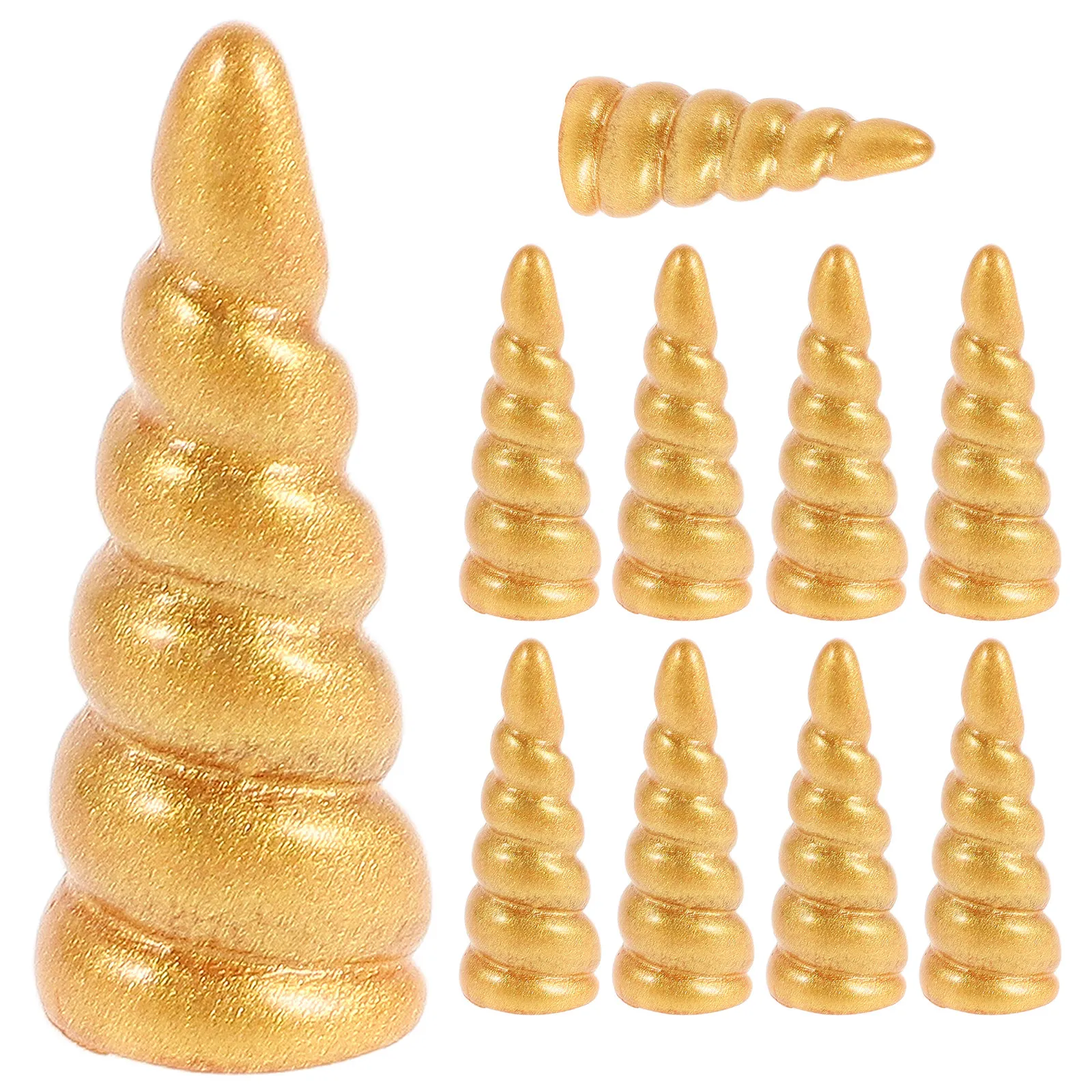 

10Pcs Unicorn Horn Decorations Golden Resin DIY Accessories for Keychains Bags Crafts Cute Whimsical Horn Adornment Collection