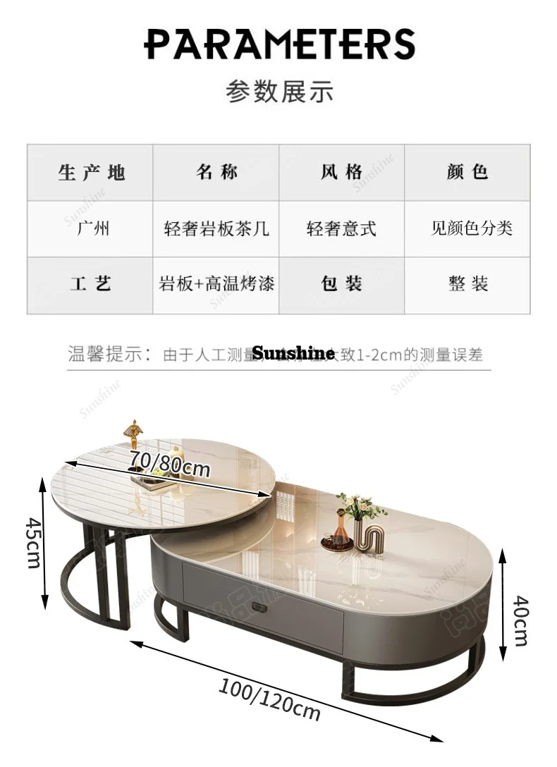 Premium Retro Coffee Table With Drawers Beauty Round Elegant Coffee Table European Trendy Table Basse Living Room Furniture