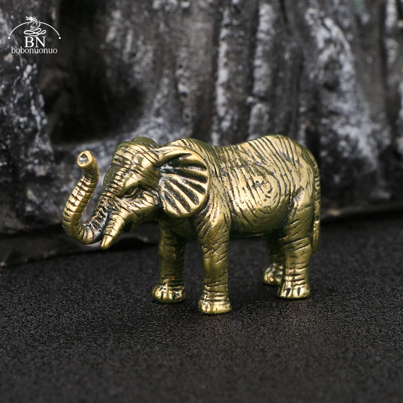 Brass Solid Thailand Elephant Statue Desk Toy Ornaments Copper Animal Miniatures Figurines Home Decorations Crafts  Accessories