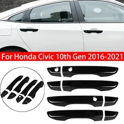 Per Honda Civic 10th Gen 2016-2021 Auto In Fibra di Carbonio Stile Nero Maniglia Esterna Della Porta Modanatura Copertura Trim w/Keyless Entry Decor