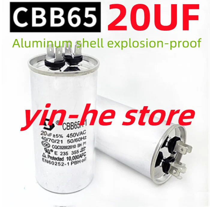1 pces cbb65 compressor de ar condicionado começando capacitor 5uf/6uf/8uf/20uf/25uf/30uf/35uf/40uf/45uf/50uf/60uf/70uf/100uf 450v