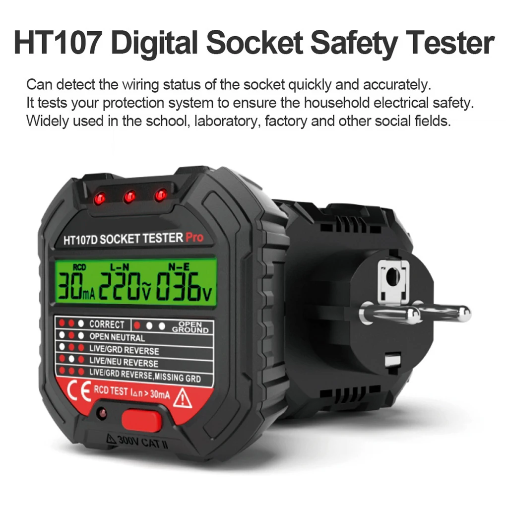 Electric Outlet Tester Circuit Polarity Zero Lines Detector Multifunctional Testers Supplies Measurement Accessories