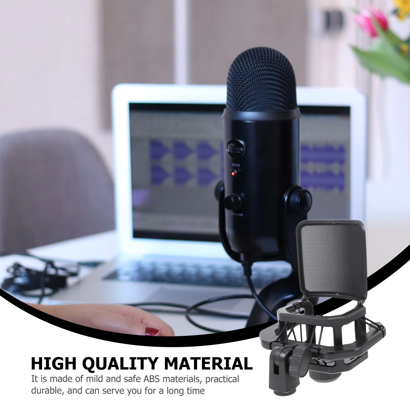 

1Pcs Black Microphone Stand Adjustable Shockproof Mic Holder for Conference Recording Live Show Microphone Rack