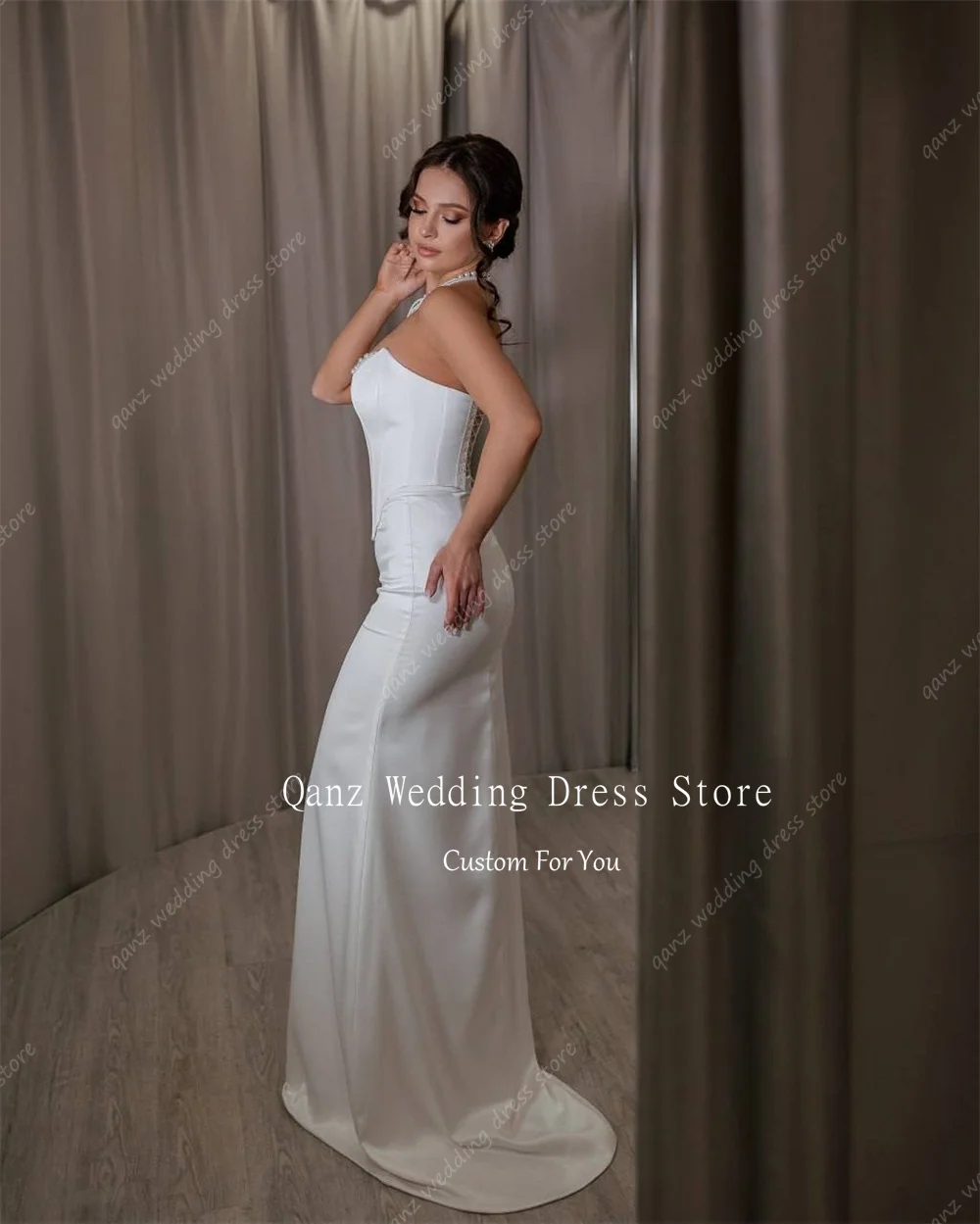 Qanz Modern Satin Wedding Dresses Mermaid 2 Pieces Sweetheart свадебное платье Corset Vestido De Novia Customized