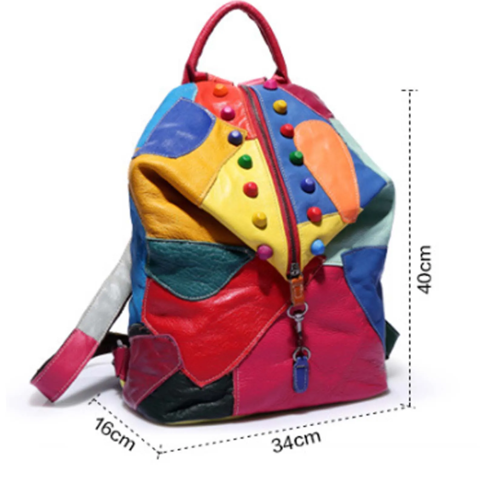 Stylish Stitching Leather Rivets Backpack Wear-resistant Waterproof Bag For Daily Work Travel Party