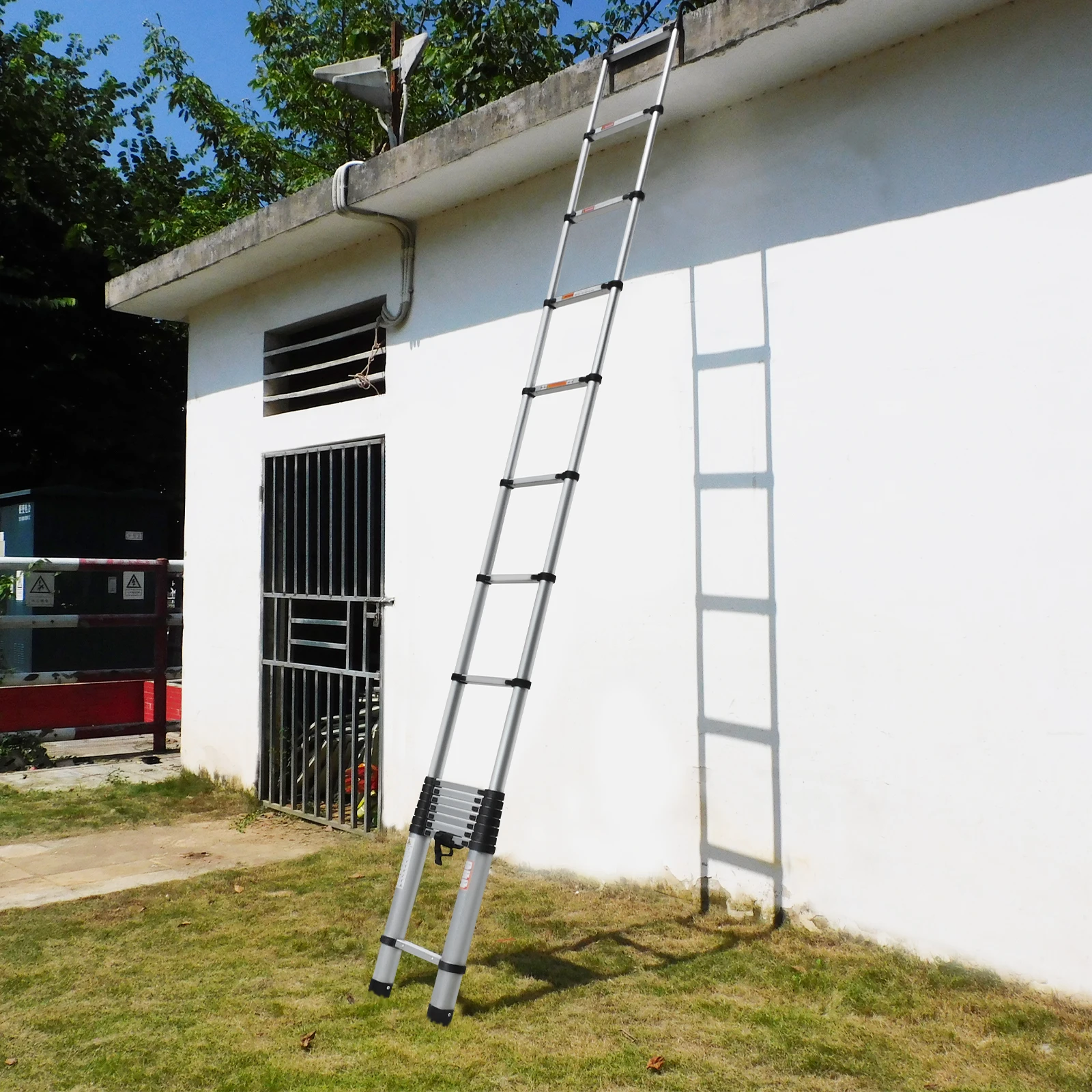 Aluminiumleiter Teleskopleiter Hochleistung 2,6M/3,2M/3,8M/4,4M/5M, A-Form 1,9M/2,5M, 6,2M mit Haken – Detail 31