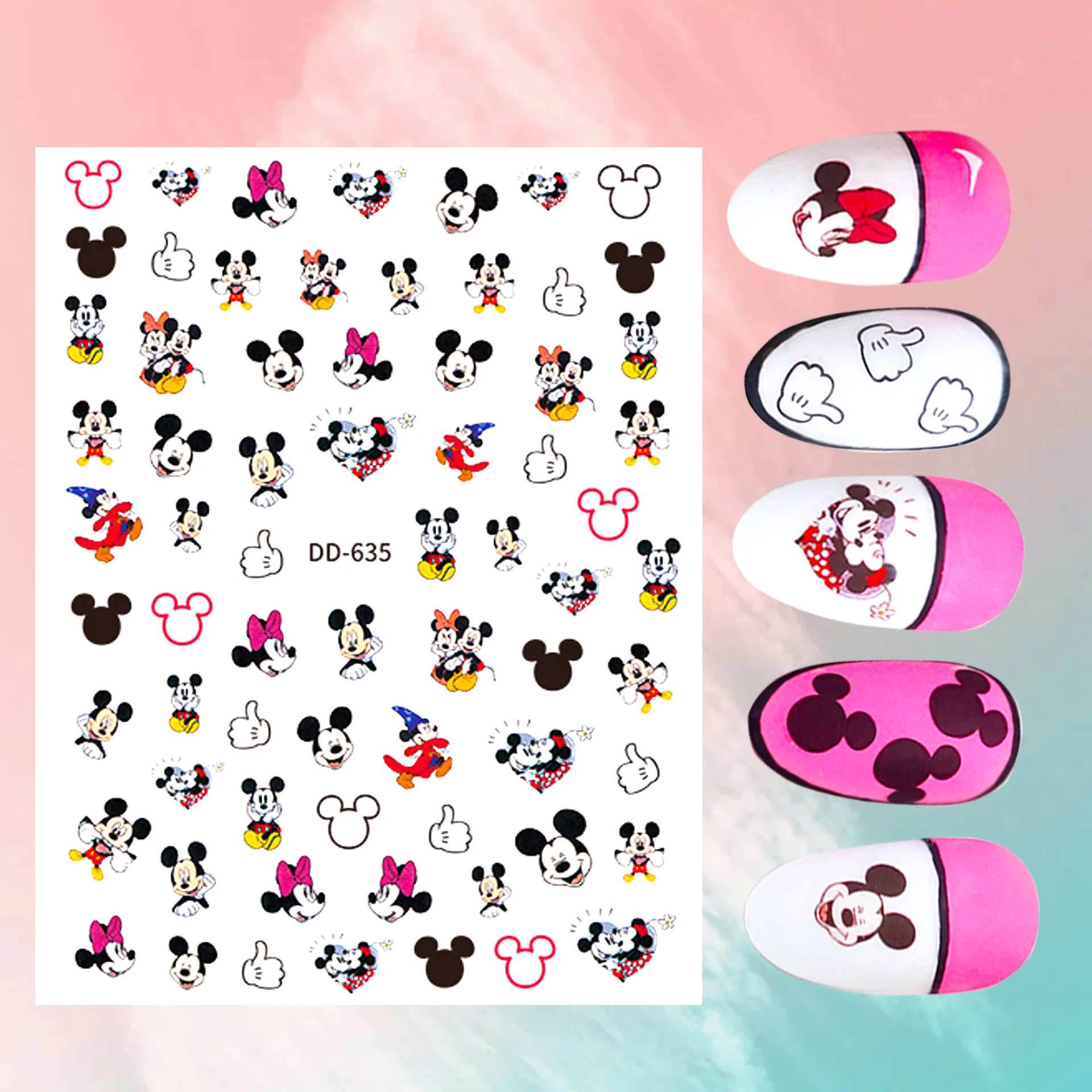 Anime Winnie the Pooh Donald Duck Nail Sticker Nail Art Decoration Disney Mickey Mouse Stitch 3D Sticker DIY Nail Art Supplies