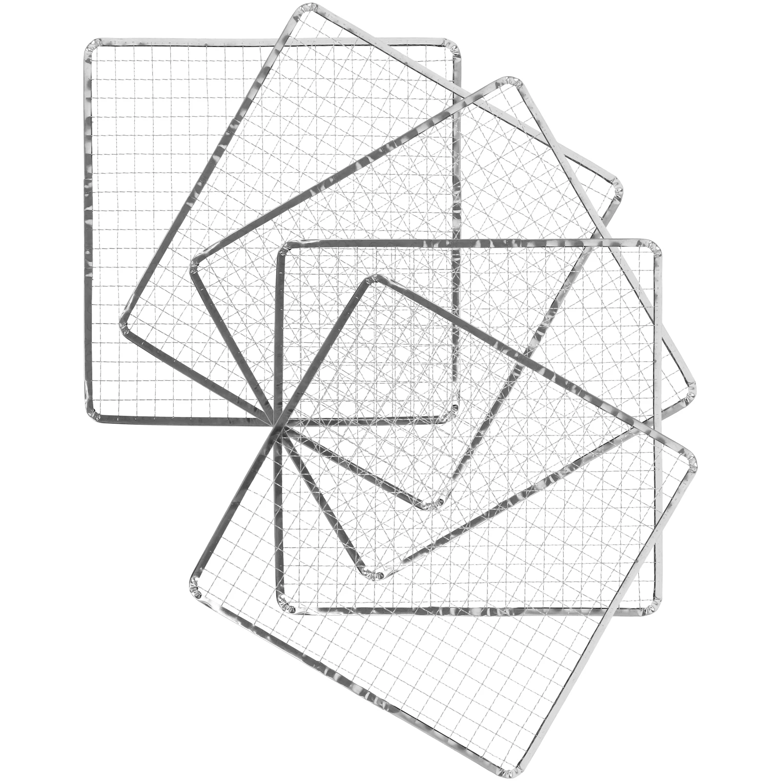 

5Pcs Stainless Steel Rectangular Grill Mesh Mat for Outdoor Barbecue Grilling Fish Meat Vegetables Fire Pit Cooking Camping