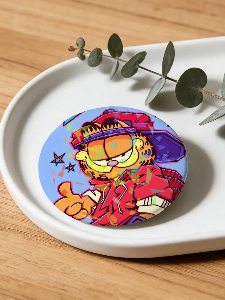 Cartoon G-GarfielD Round Badge for Backpack Accessories Laser Lapel Pins Jewelry Gifts