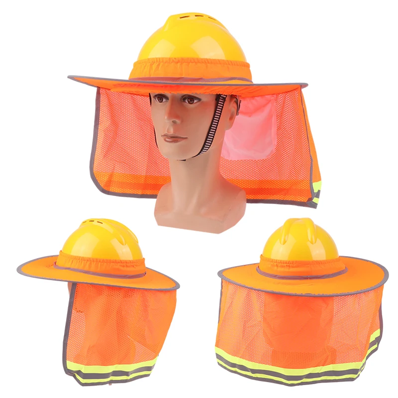 Hard Hat Sun Neck Shield Summer Helmet Mesh Sunshade High Visibility Reflective Hard Hat Shade For Outdoor Construction Worker