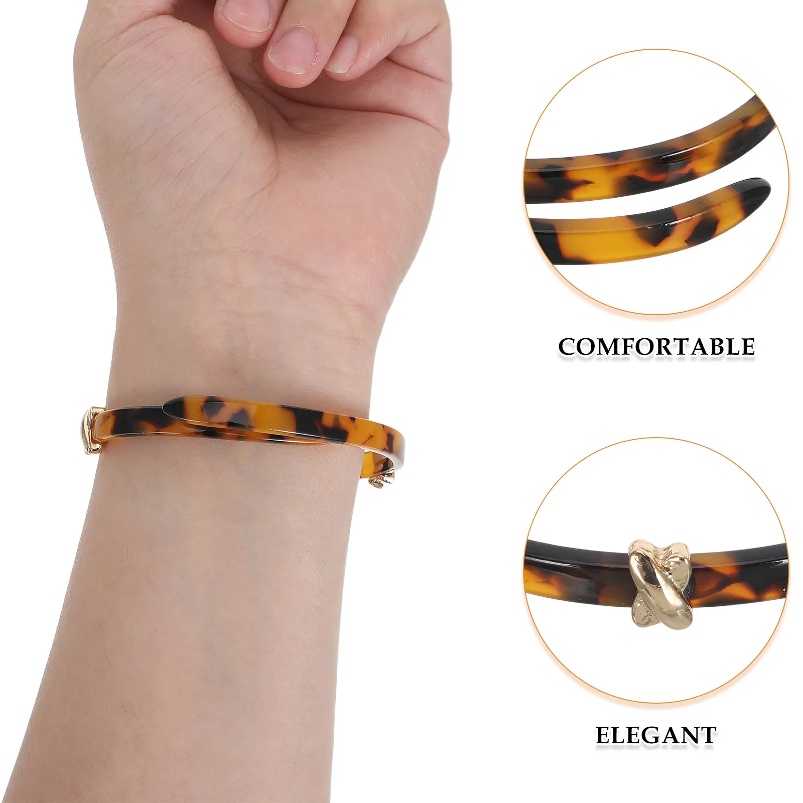 Amber Acrylic Bangle Bracelet, Classic Design for Women