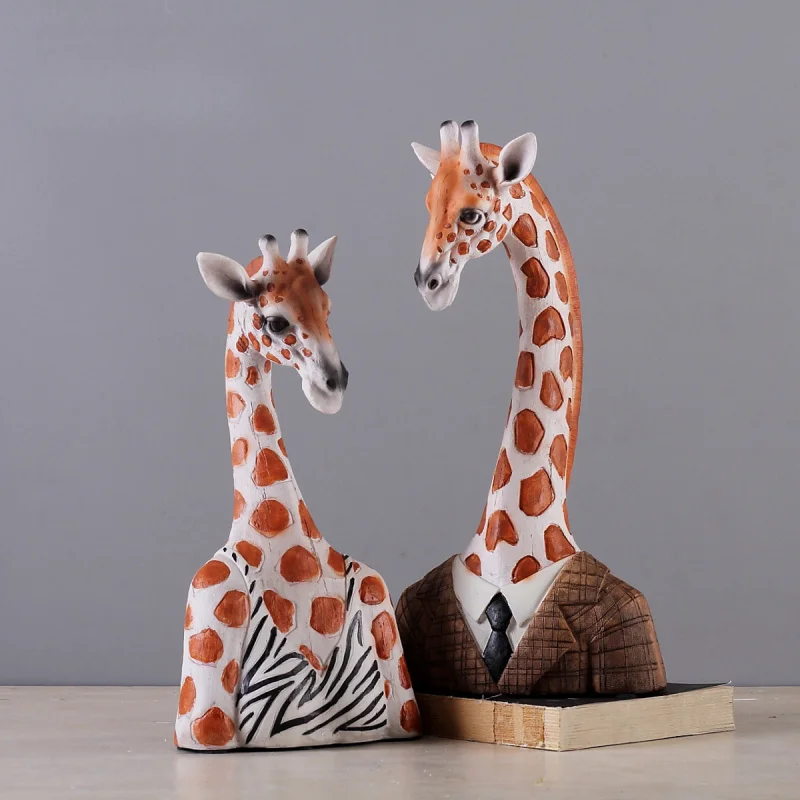 

Giraffe Simulation Resin Handicraft Ornaments Animal Sculpture Head Statue Desktop Artwork Home Luxury Decoration Animal Figures