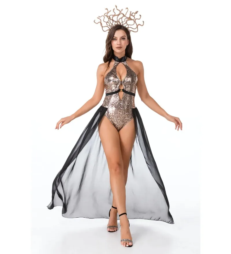 الأسطورة اليونانية ميدوسا ثعبان آلهة فستان هالوين القرون الوسطى مصر صفارة الإنذار الرومانية الساحرة المصرية كليوباترا تأثيري حلي