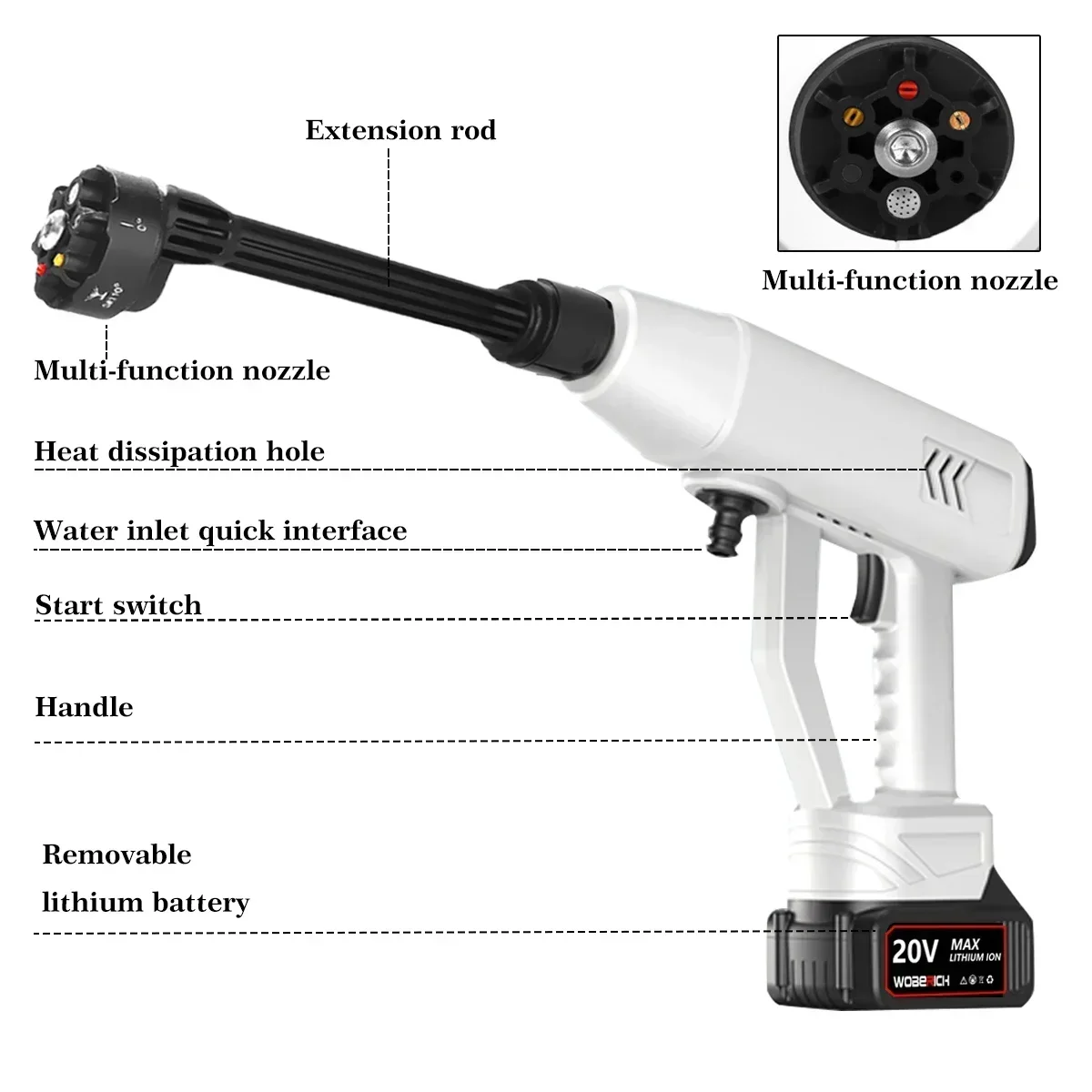 Pistol semprot air pencuci mobil tekanan tinggi nirkabel pistol semprot mesin pembersih tekanan tinggi portabel mesin cuci 775 Motor untuk Makita18V