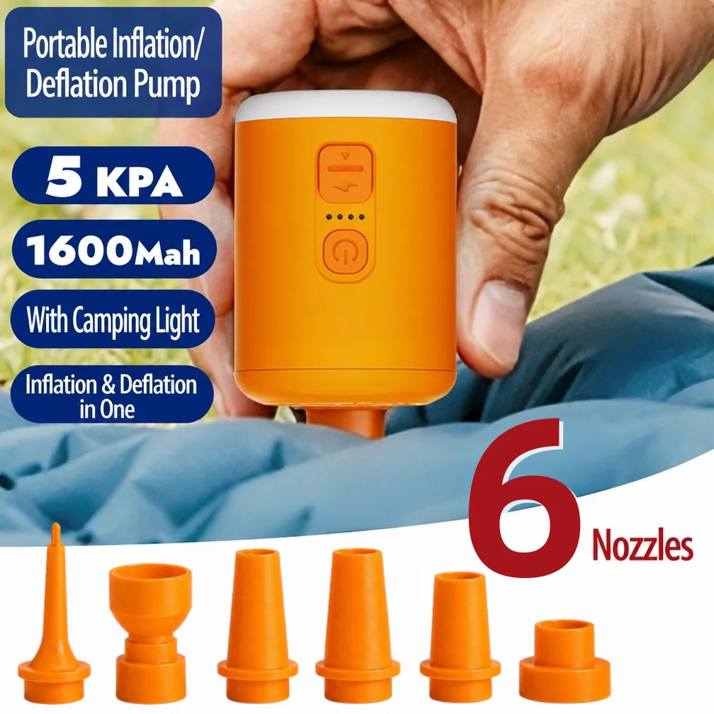 Portable Mini Air Pump, 3-in-1 Camping Air Pump, Fast Inflate/Deflate For Sleeping Pads, Pool Floats, Air Mattress & Vacuum Bags
