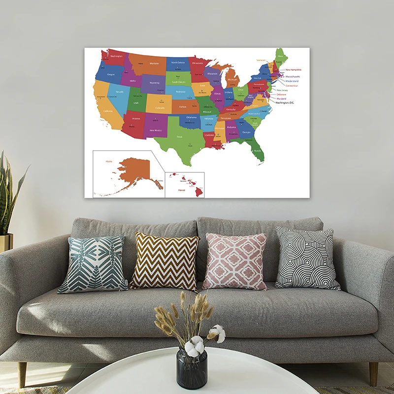 The USA Map 150*100cm Wall Posters Canvas Paintings Unframed Prints Living Room Home Decoration Children School Supplies