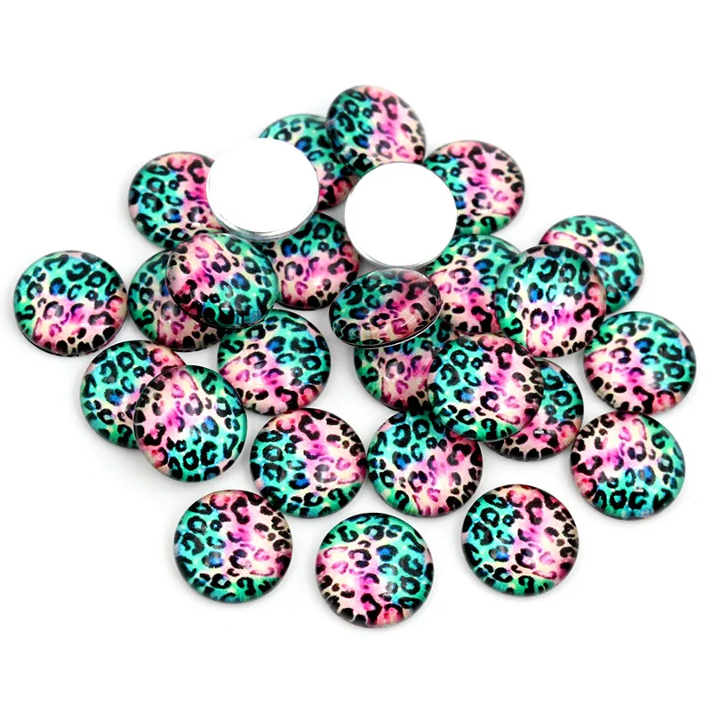 Vendita calda 8 millimetri 10mm 12mm Nebulosa del Leopardo Handmade Cabochons di Vetro Del Modello A Cupola Accessori Dei Monili Forniture