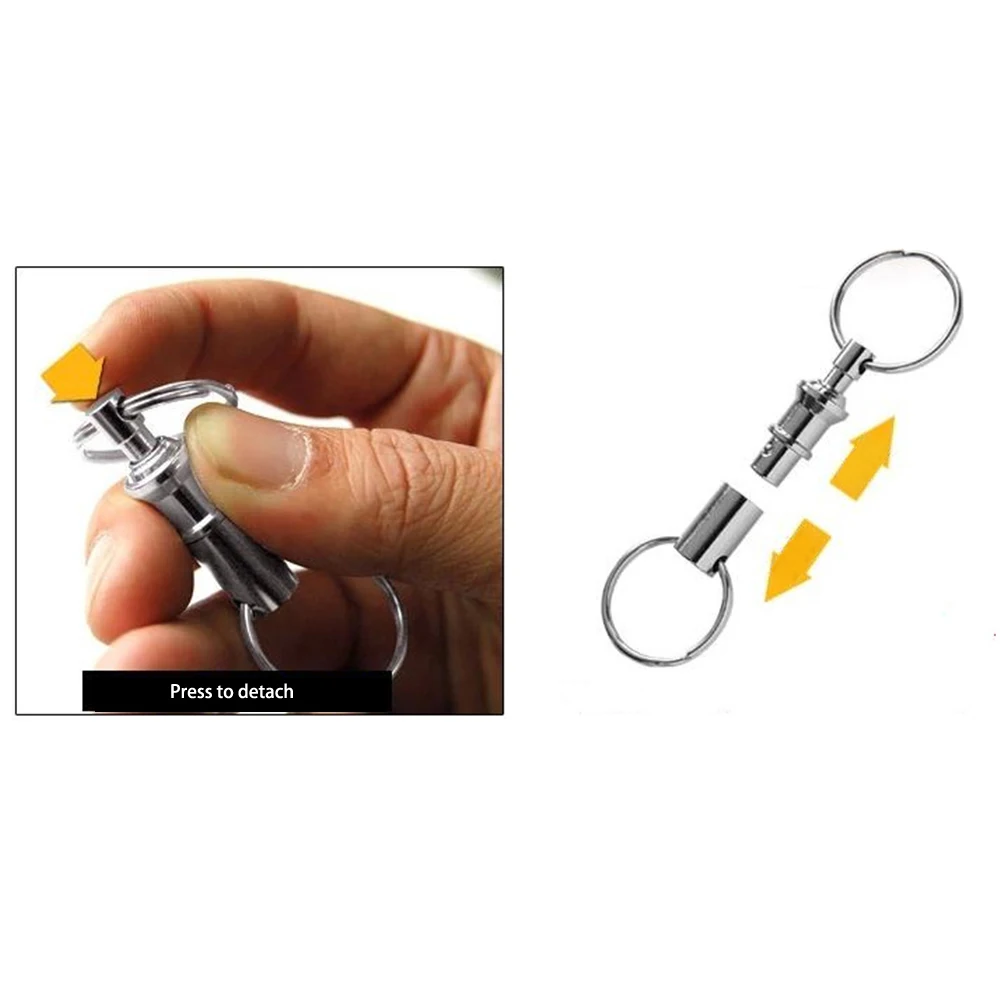 Detachable Pull Apart Metal Keychain for Women Men Silver Color Double End Key Chains Quick Release Keyring