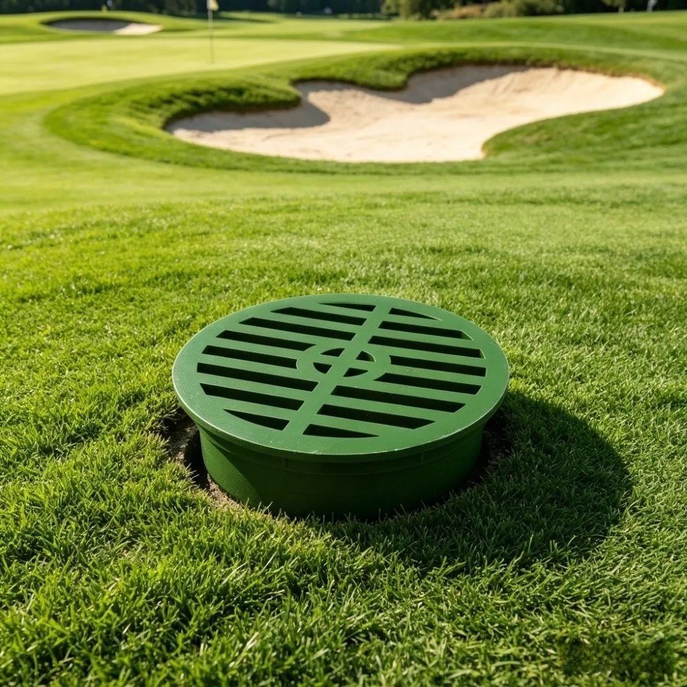 4 Inch Round Floor Drain Cover for 4 in Pipes PVC Weather Resistant Slotted Design for Residential Lawn and Patio Use