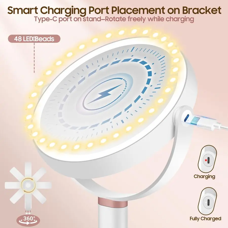 กระจกขยายพร้อมไฟ 30X 1X, จอแสดงผลดิจิตอล, ระบบควบคุมแบบสัมผัส 2 ด้าน, กระจกแต่งหน้าพร้อมไฟ 3 สี, หมุนได้ 360 องศา, ปรับความสูงได้