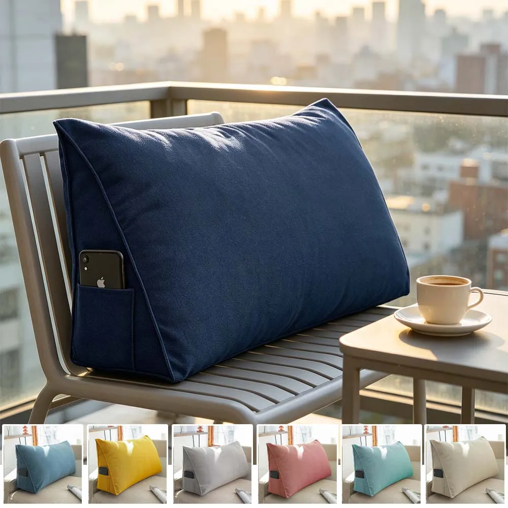 Removable Triangle Sofa Back Cushion Bedside Lumbar Pillow Soft Wedge Backrest for Office Chair Beds Washable Cover Home Decor