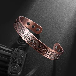 Totem Cuff Bracelet for Women and Men Ancient Copper Plated Adjustable Magnetic Bracelet Bangle Exquisite Gift