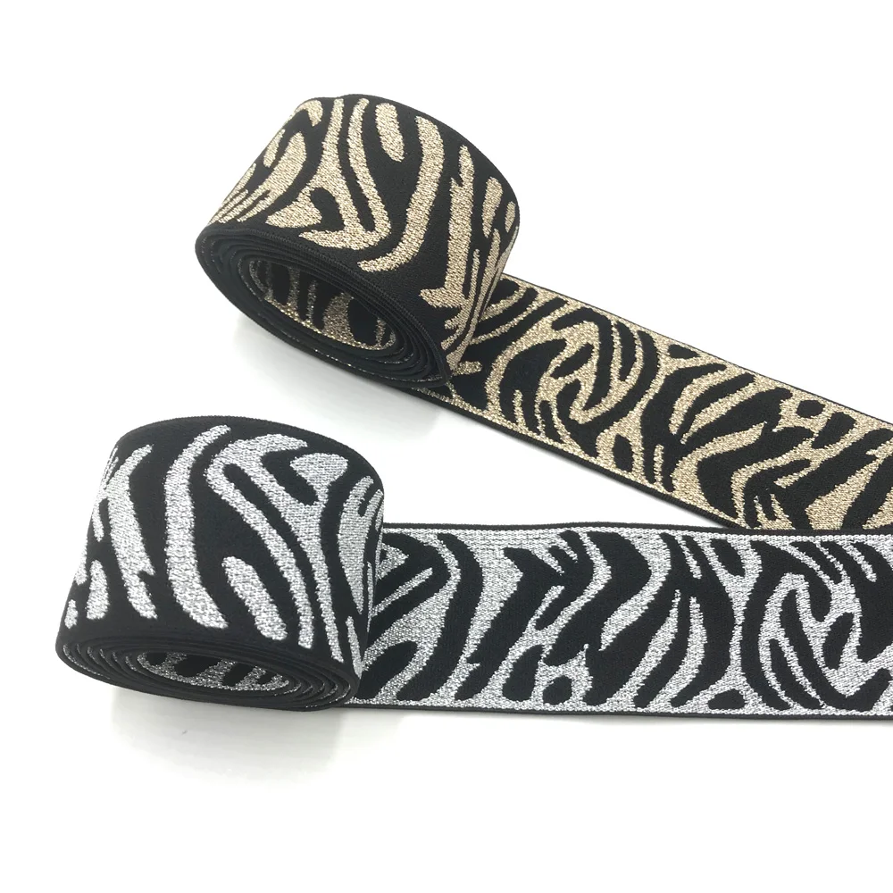 2 mt/los 27/40mm Herz Stern Leopard Glitter Silber Elastische Bands Jacquard Elastische Band Für Bekleidungs Hosen DIY Nähen Zubehör – Detail 4