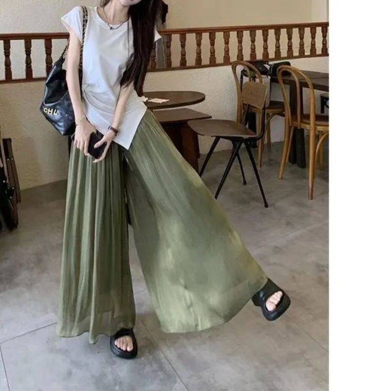 Conjunto Retro Ele asimétrico de cintura alta para mujer, conjunto adelgazante, falda informal de verano, pantalones, traje de dos piezas, pantalones de pierna ancha