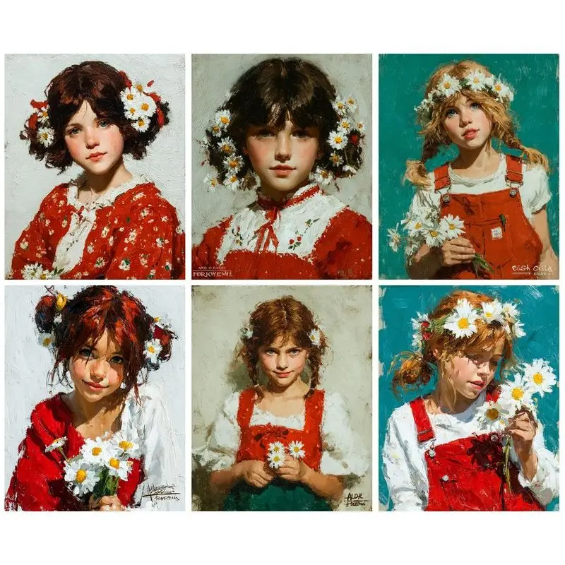 GATYZTORY Painting By Number Cartoon Girl For Adults Picture By Numbers Figure Paint On Canvas DIY Frame Home Decoration