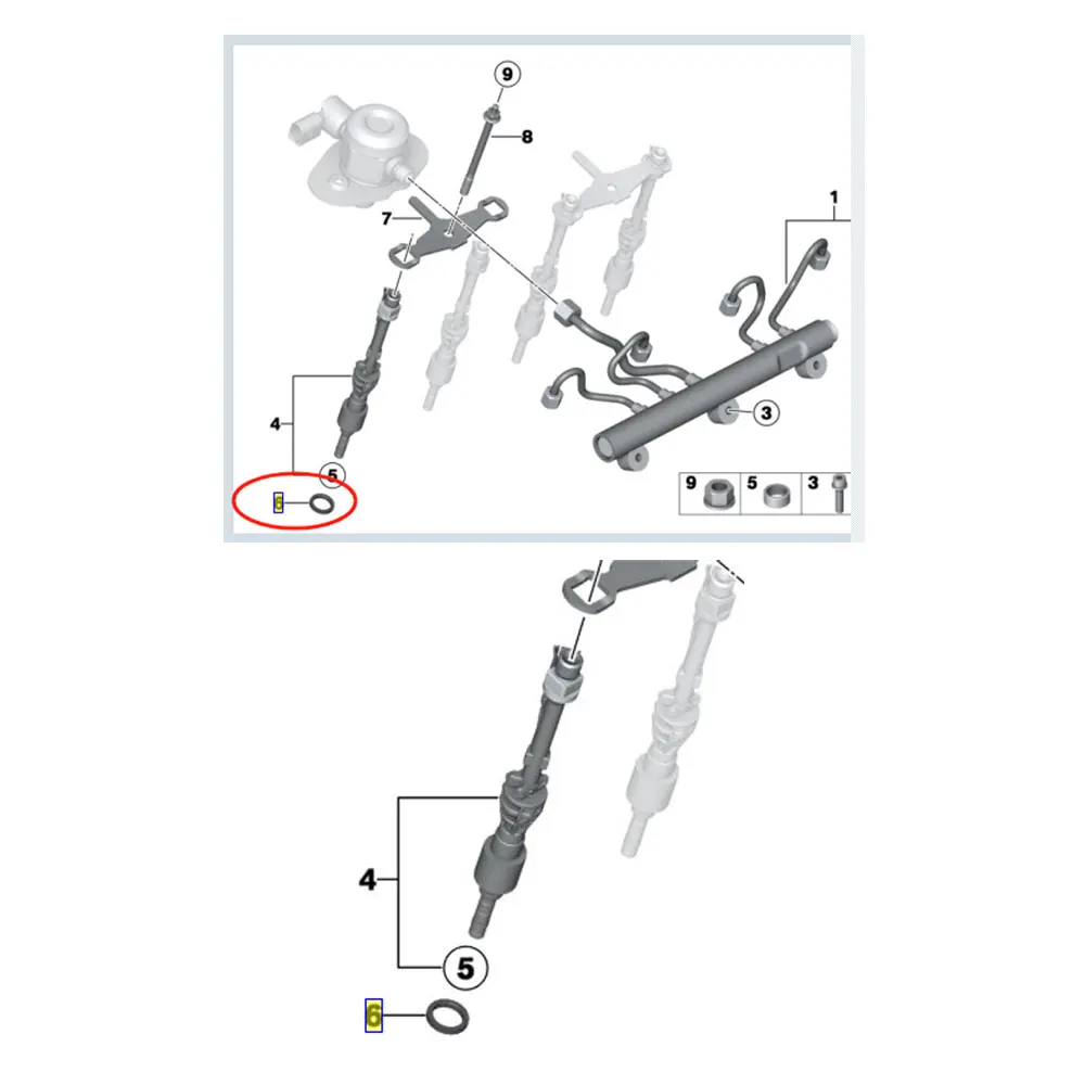 For BMW Engine Fuel Injector Sealing Ring Fuel Injector Retaining Bracket Snap Decoupling Elements for BMW N55 N20 13537577649