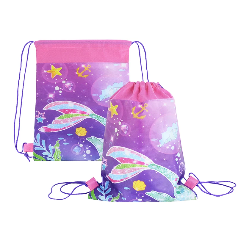 

1/3pcs Mermaid Tail Backpack Kids Birthday Favor Gift Packaging Bags Baby Shower Decoration Waterproof Drawstring Gifts Bag