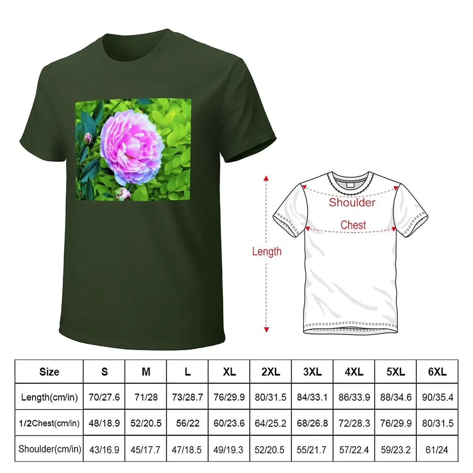 Pink Peony and Golden Privet Hedge Garden T-Shirt vintage clothes anime quick-drying mens white t shirts