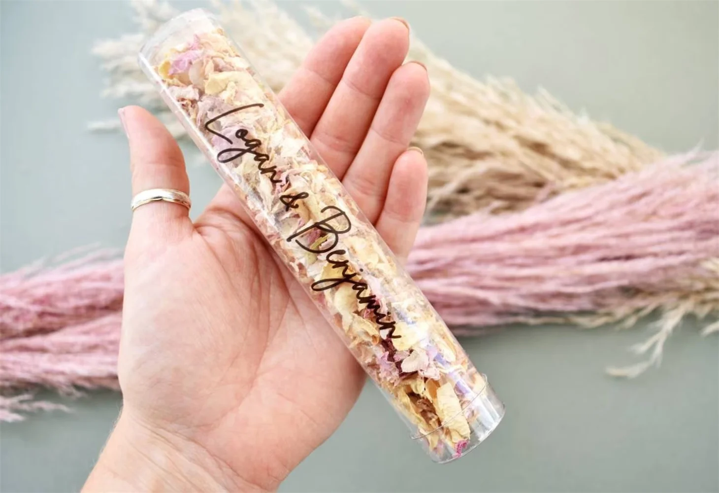 Imagem -02 - Petal Confetti Wands Biodegradável Cheio Flingers Confetti Casamento 10 Convidados Pronto 10 Pcs Natural