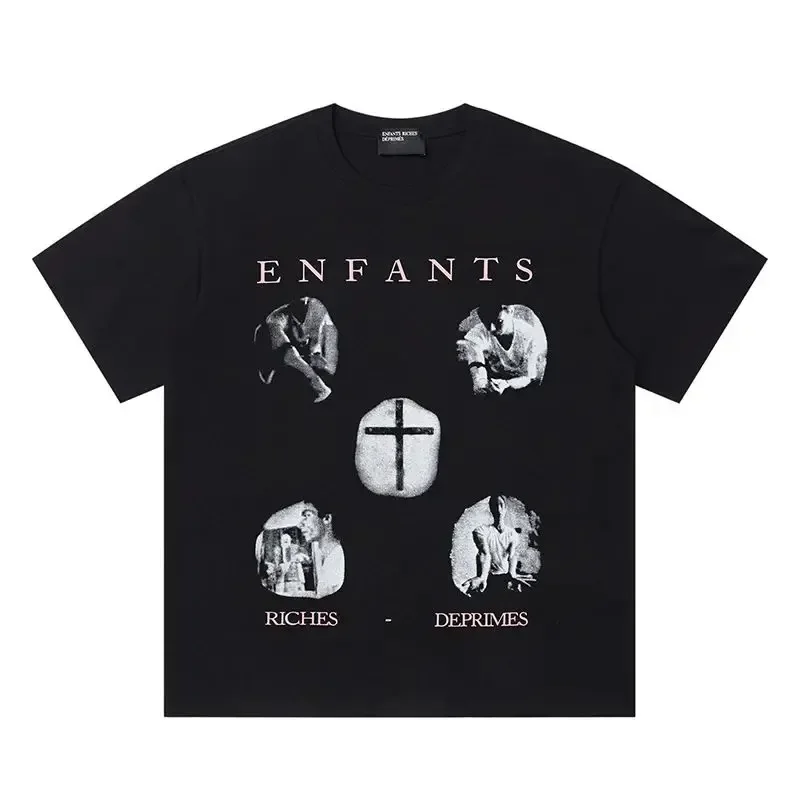 

2025 Summer T-shirt ENFANS RICHES DEPRIMES E.R.D. Round Neck Cotton Trendy T-shirt for Men and Women Short Sleeves