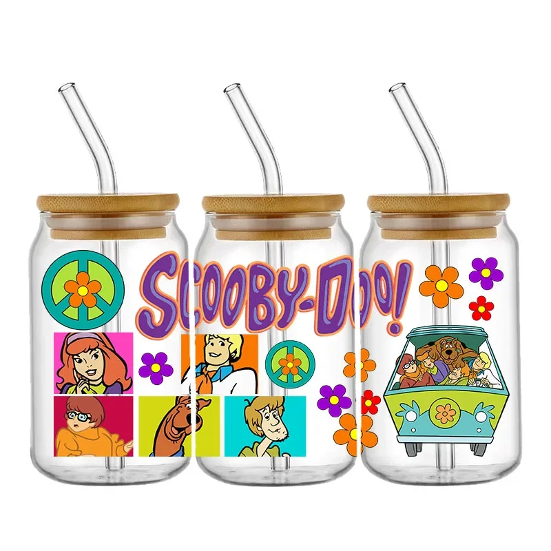 Personalize 16oz UV DTF Sticker Cartoon Scoobydoo Cups Wrap Transfer Sticker 16OZ Glass bottle Custom Label DIY Logo Waterproof